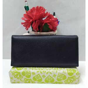 Nordstrom Black Pebbled Leather Credit Card Bifold Wallet